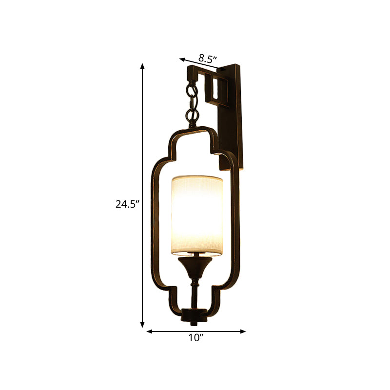 Traditional Style Cylinder Metal Wall Sconce In Black/Gold - Bedroom Lighting