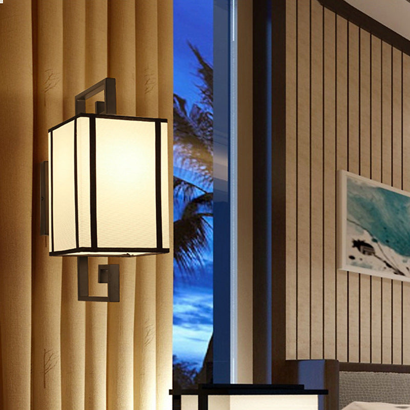 White Rectangle Shade Wall Sconce For Classic Living Room Lighting