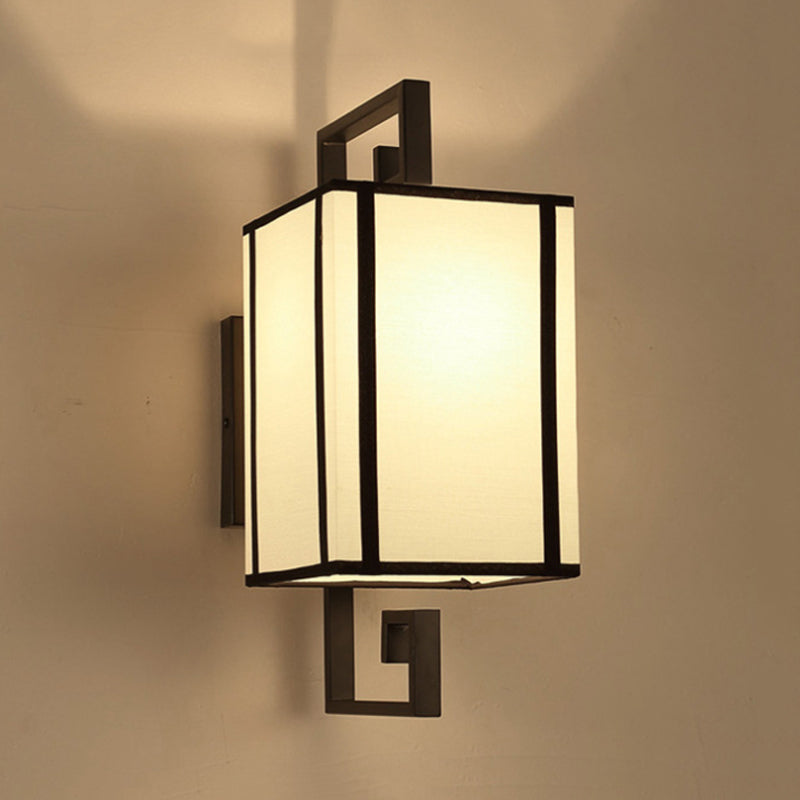 White Rectangle Shade Wall Sconce For Classic Living Room Lighting