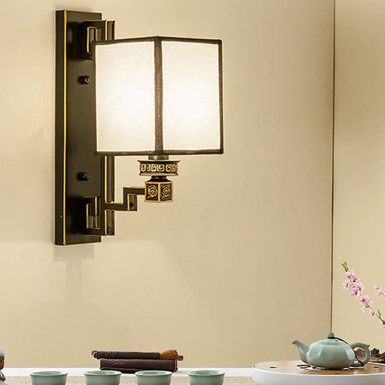 Traditional Style White Fabric Wall Sconce For Living Room