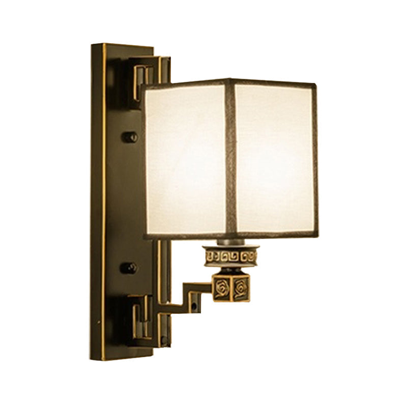 Traditional Style White Fabric Wall Sconce For Living Room