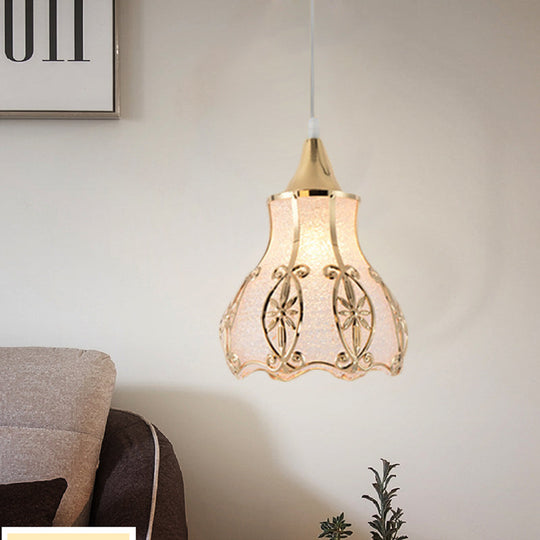 White Hanging Pendant Lamp For Dining Room - Traditional Plastic Dome/Drum/Wide Flare Suspension 1