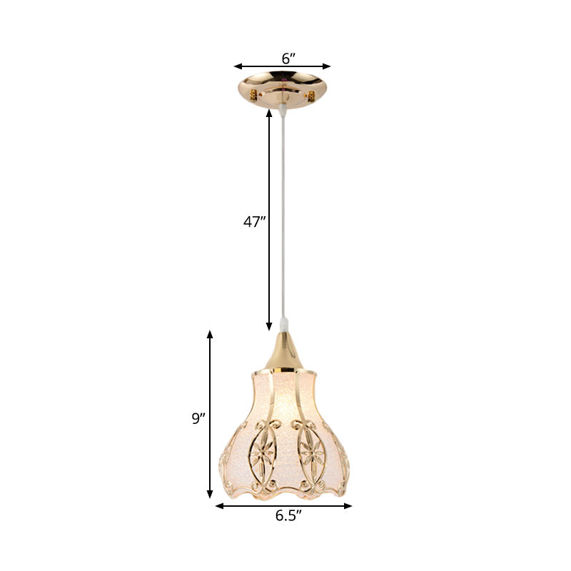 White Hanging Pendant Lamp For Dining Room - Traditional Plastic Dome/Drum/Wide Flare Suspension 1