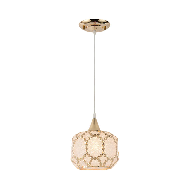 White Hanging Pendant Lamp For Dining Room - Traditional Plastic Dome/Drum/Wide Flare Suspension 1