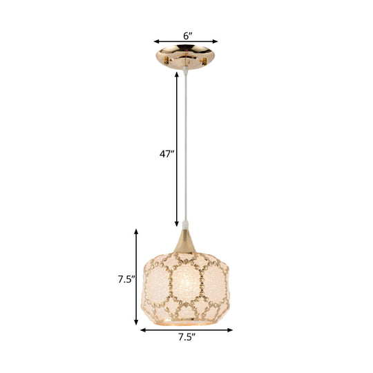 White Hanging Pendant Lamp For Dining Room - Traditional Plastic Dome/Drum/Wide Flare Suspension 1