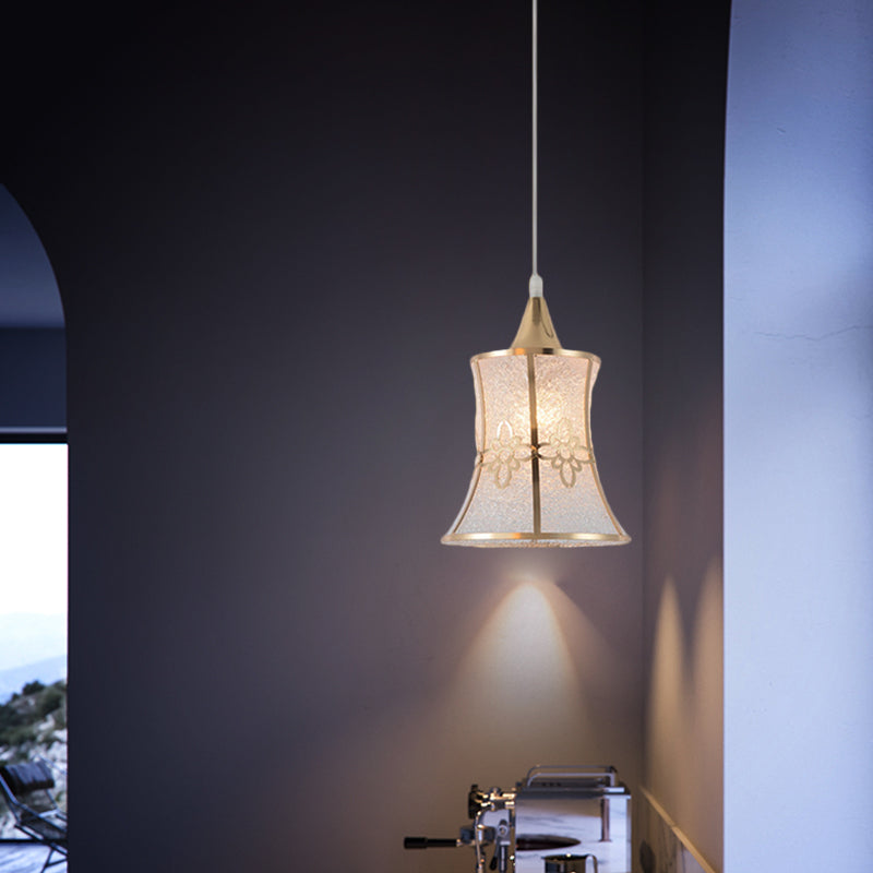 White Hanging Pendant Lamp For Dining Room - Traditional Plastic Dome/Drum/Wide Flare Suspension 1