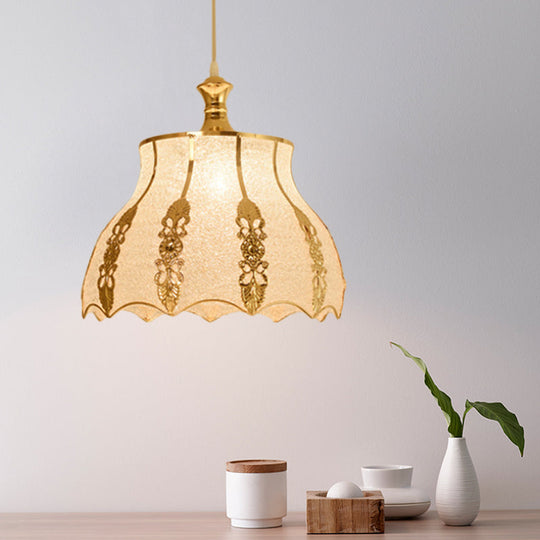 Gold Plastic Pendant Lighting Fixture - Traditional Hanging Ceiling Light (Triangle/Flower/Wide