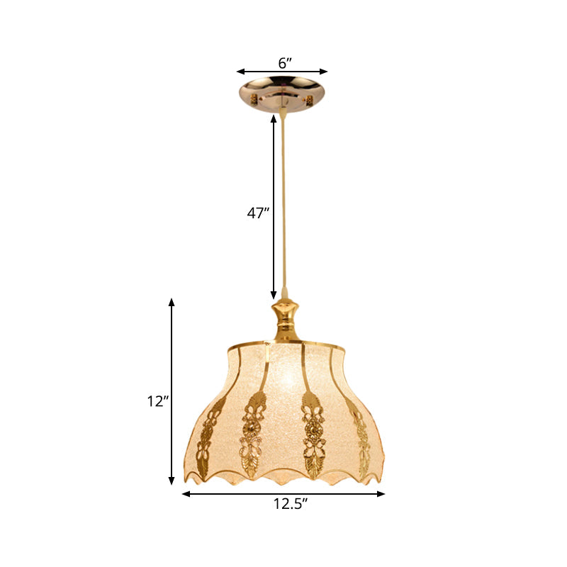 Gold Plastic Pendant Lighting Fixture - Traditional Hanging Ceiling Light (Triangle/Flower/Wide