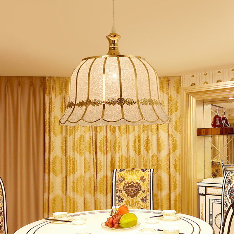 Gold Plastic Pendant Lighting Fixture - Traditional Hanging Ceiling Light (Triangle/Flower/Wide