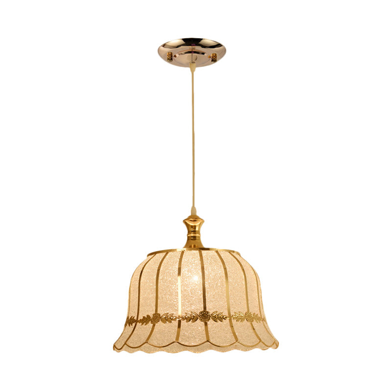 Gold Plastic Pendant Lighting Fixture - Traditional Hanging Ceiling Light (Triangle/Flower/Wide