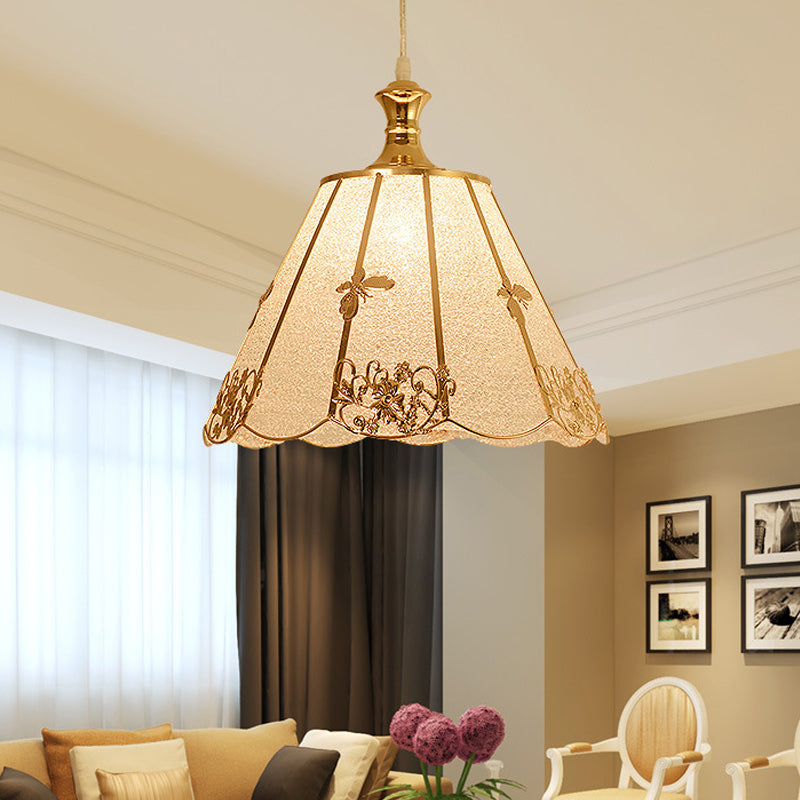 Gold Plastic Pendant Lighting Fixture - Traditional Hanging Ceiling Light (Triangle/Flower/Wide