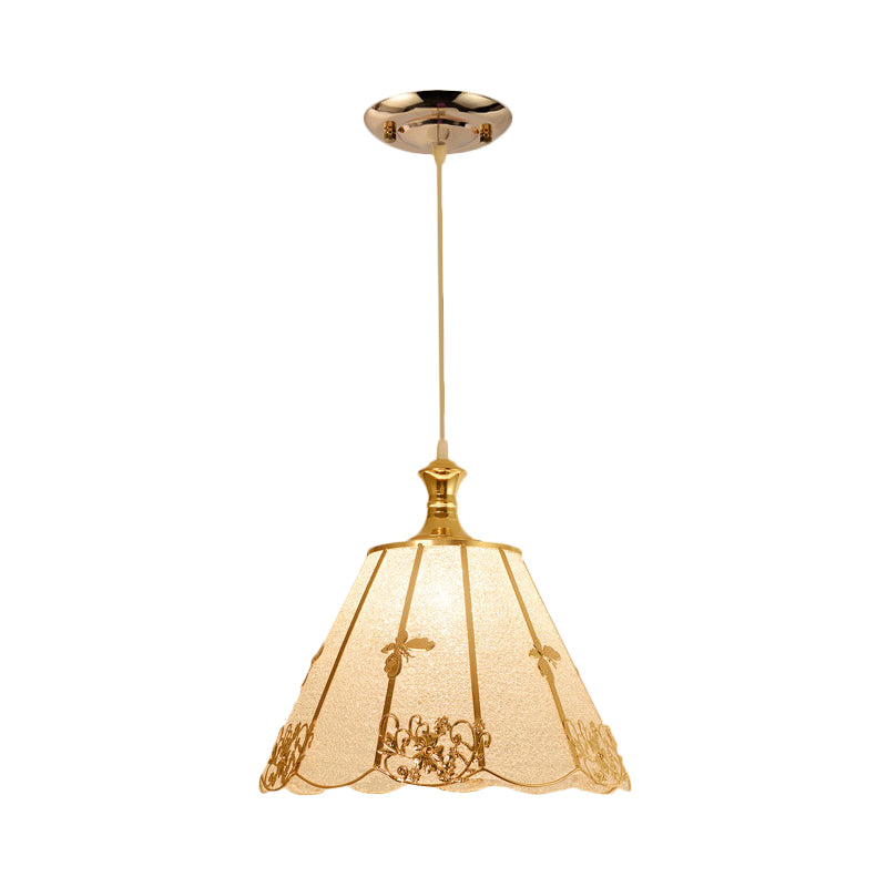 Gold Plastic Pendant Lighting Fixture - Traditional Hanging Ceiling Light (Triangle/Flower/Wide