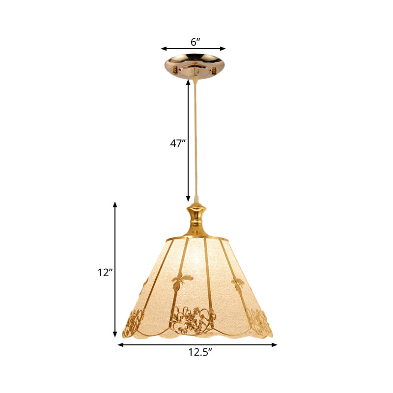 Gold Plastic Pendant Lighting Fixture - Traditional Hanging Ceiling Light (Triangle/Flower/Wide