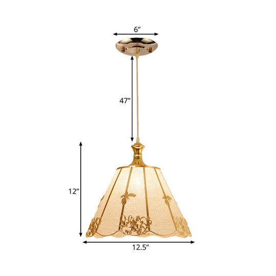 Gold Plastic Pendant Lighting Fixture - Traditional Hanging Ceiling Light (Triangle/Flower/Wide