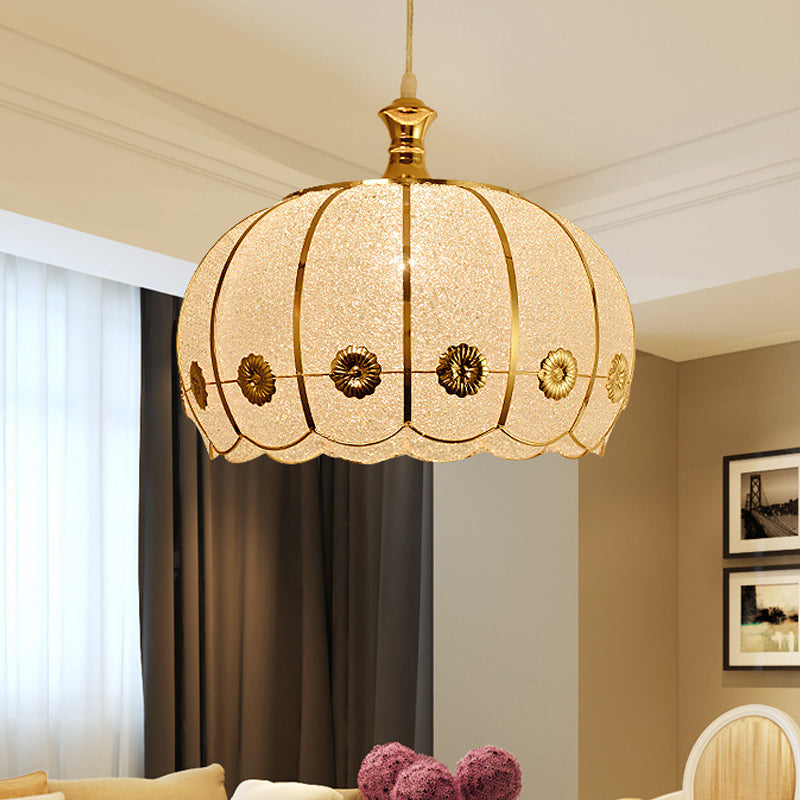 Classic Domed Pendant Lamp - 1 Light Plastic Hanging Kit Red/Yellow Dining Room