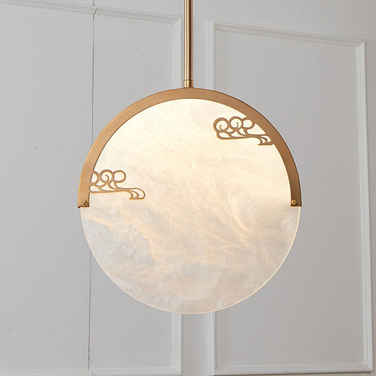 8/12 Round Drop Pendant - Black/Gold Acrylic Down Lighting For Corridor