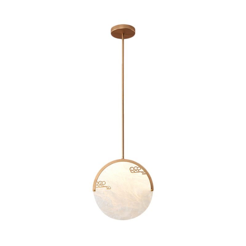 8/12 Round Drop Pendant - Black/Gold Acrylic Down Lighting For Corridor