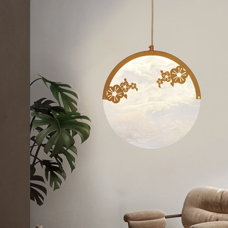 Golden Acrylic Hanging Pendant: Classic 1-Light Suspension For Living Room