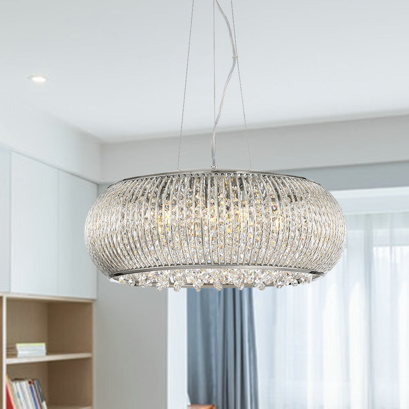 8 Head Crystal Pendant Chandelier - Modern Chrome Suspension Light for Dining Room