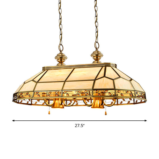 12 Bulbs Faceted Colonial Gold Island Lighting With Frosted Glass Suspension Lamp For Restaurants