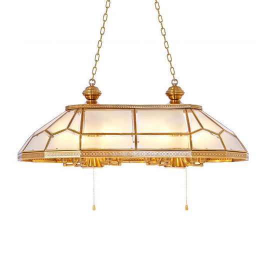 Opal Blown Glass Colonial Island Light With Gold Finish - 8-Head Hanging Pendant For Living Room