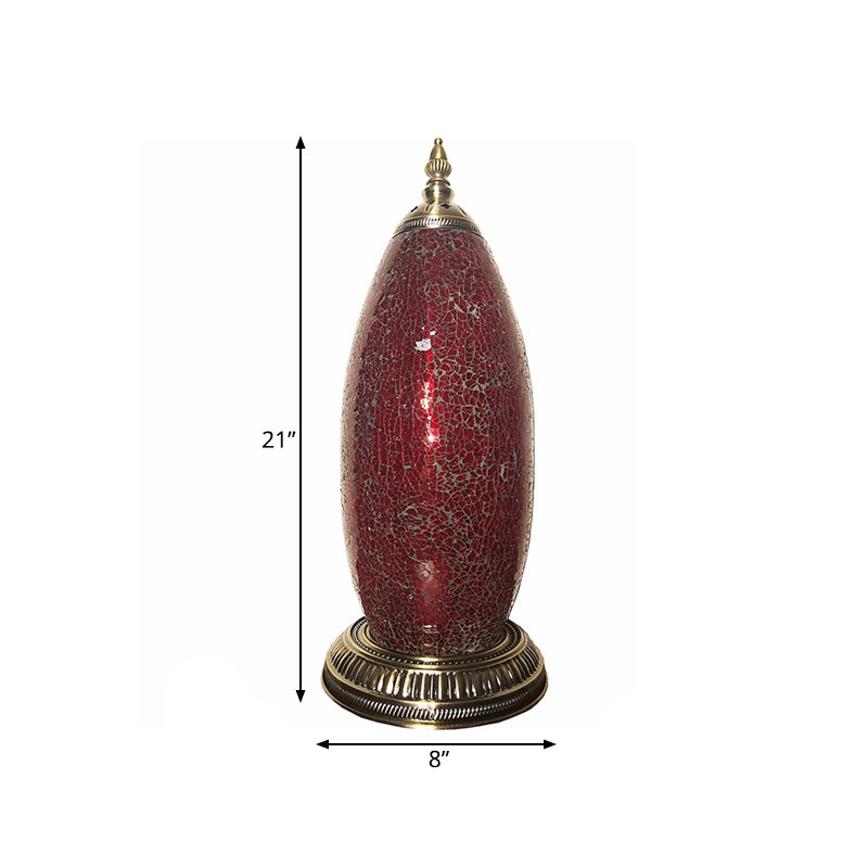 Moroccan Red Crackle Glass Bedroom Nightstand Lamp - Single Head Task Light