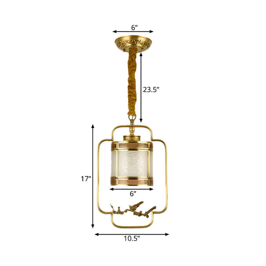 Classic Brass Pendant Light With Metal Cylinder Shade For Corridor - Complete Hanging Lamp Kit