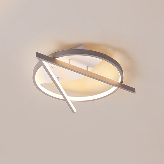 Minimalist Gray LED Flush Light - Acrylic V-Shape Ceiling Mount Fixture, Warm/White Light - 16.5"/20.5" Wide