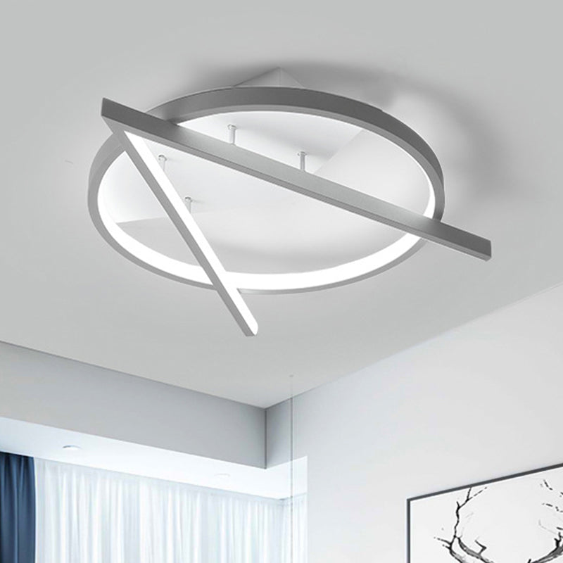 Minimalist Gray LED Flush Light - Acrylic V-Shape Ceiling Mount Fixture, Warm/White Light - 16.5"/20.5" Wide