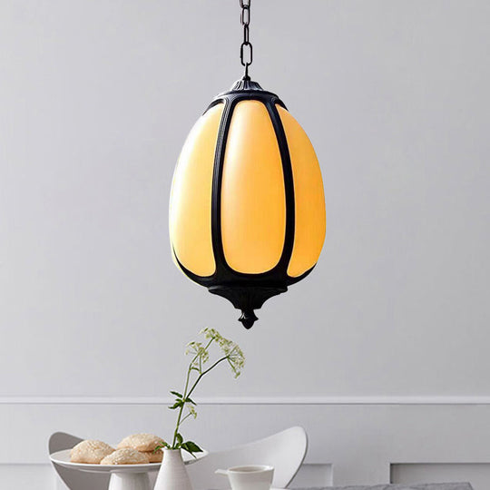 Classic Pumpkin Hanging Ceiling Light - White Outdoor 8/11/12.5 Wide 1 Metal Down Lighting