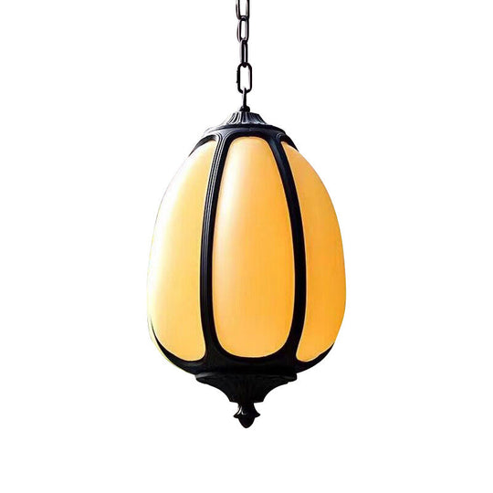 Classic Pumpkin Hanging Ceiling Light - White Outdoor 8/11/12.5 Wide 1 Metal Down Lighting