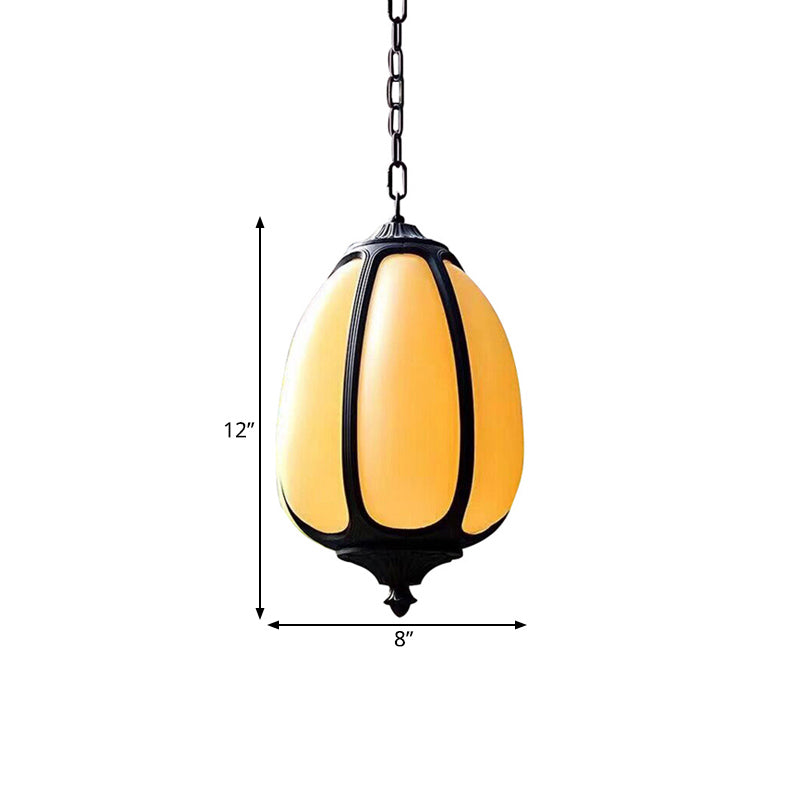 Classic Pumpkin Hanging Ceiling Light - White Outdoor 8/11/12.5 Wide 1 Metal Down Lighting