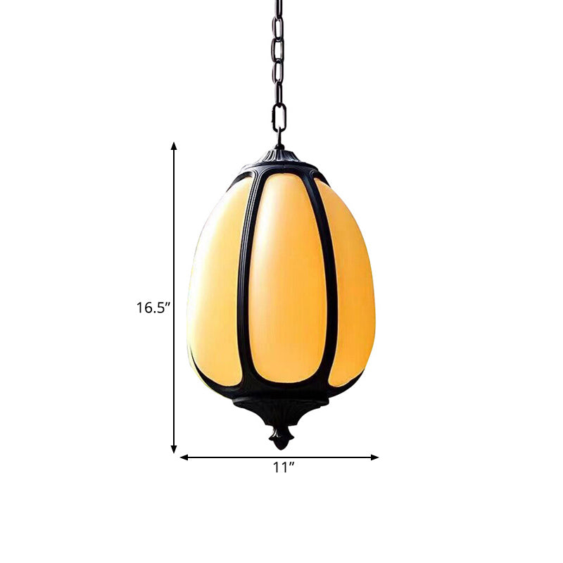 Classic Pumpkin Hanging Ceiling Light - White Outdoor 8/11/12.5 Wide 1 Metal Down Lighting