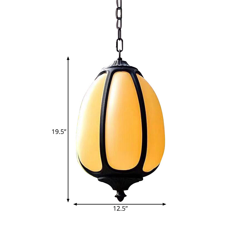 Classic Pumpkin Hanging Ceiling Light - White Outdoor 8/11/12.5 Wide 1 Metal Down Lighting