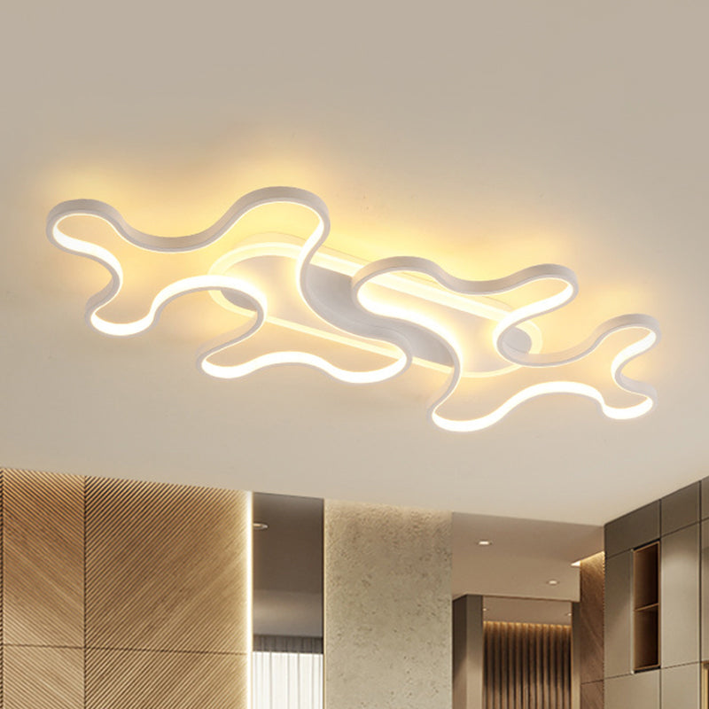 Wave Acrylic Flush Mount LED Ceiling Light in Simple Style - White Light