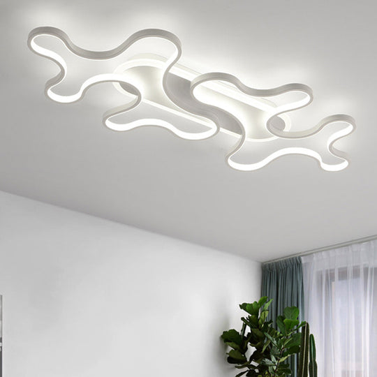 Wave Acrylic Flush Mount LED Ceiling Light in Simple Style - White Light