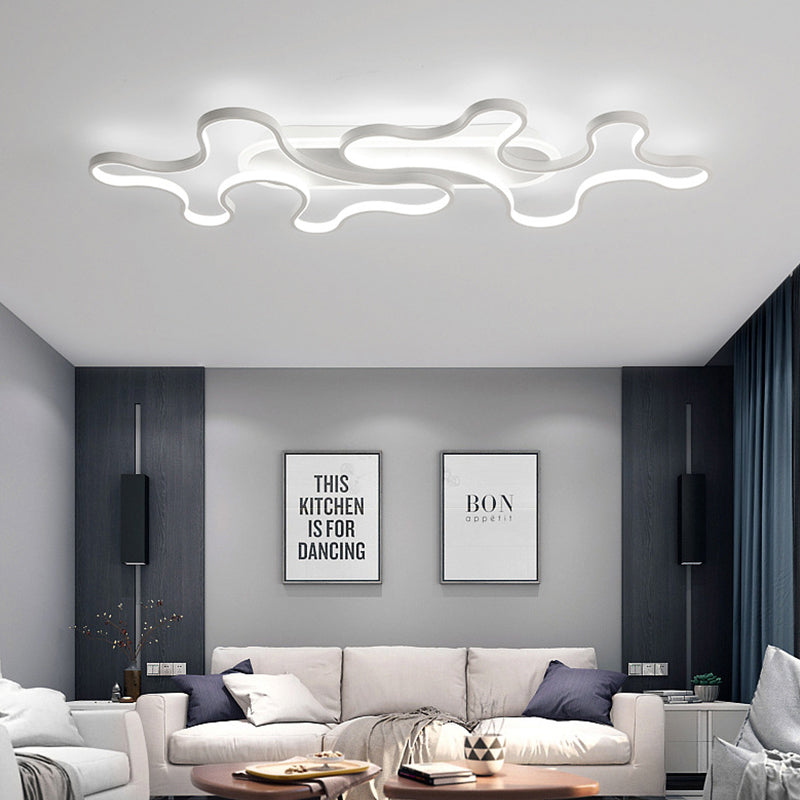 Wave Acrylic Flush Mount LED Ceiling Light in Simple Style - White Light