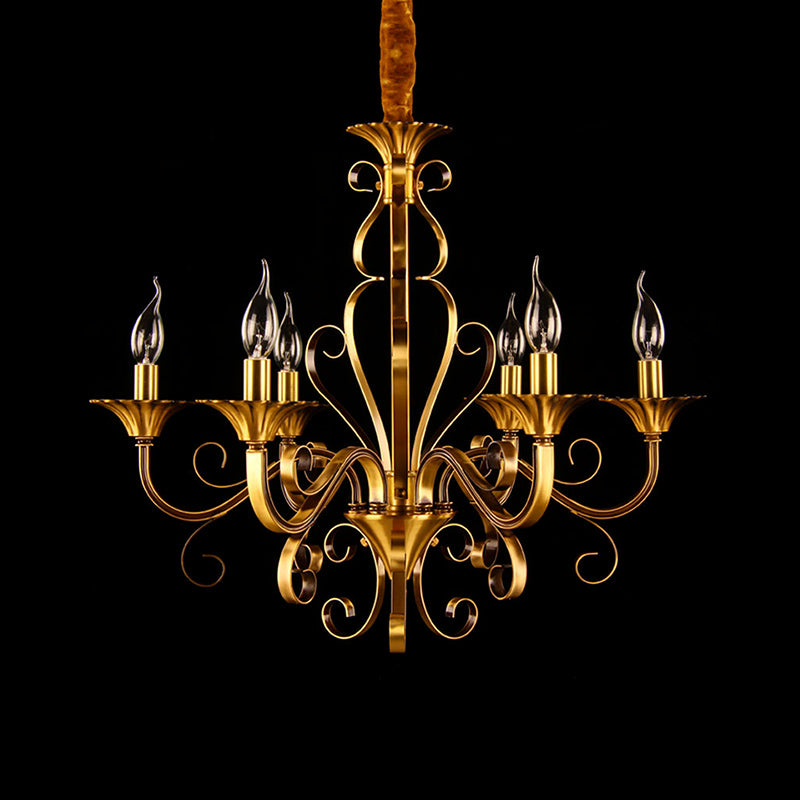 Colonial Candle Style Chandelier - 5/6/8 Light Pendant Lamp In Gold 6 /