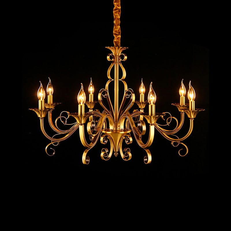 Colonial Candle Style Chandelier - 5/6/8 Light Pendant Lamp In Gold 8 /