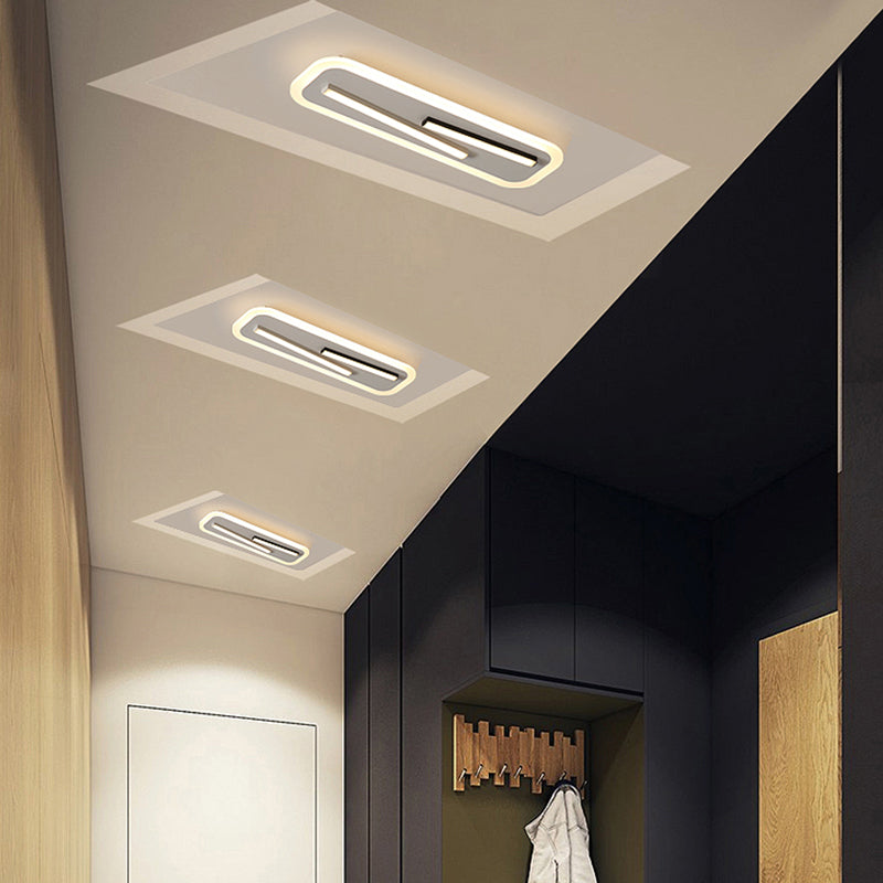 19.5/23.5 Wide Rectangle Ceiling Light Fixture: Acrylic Simple Style Black/White Led Flush Mount