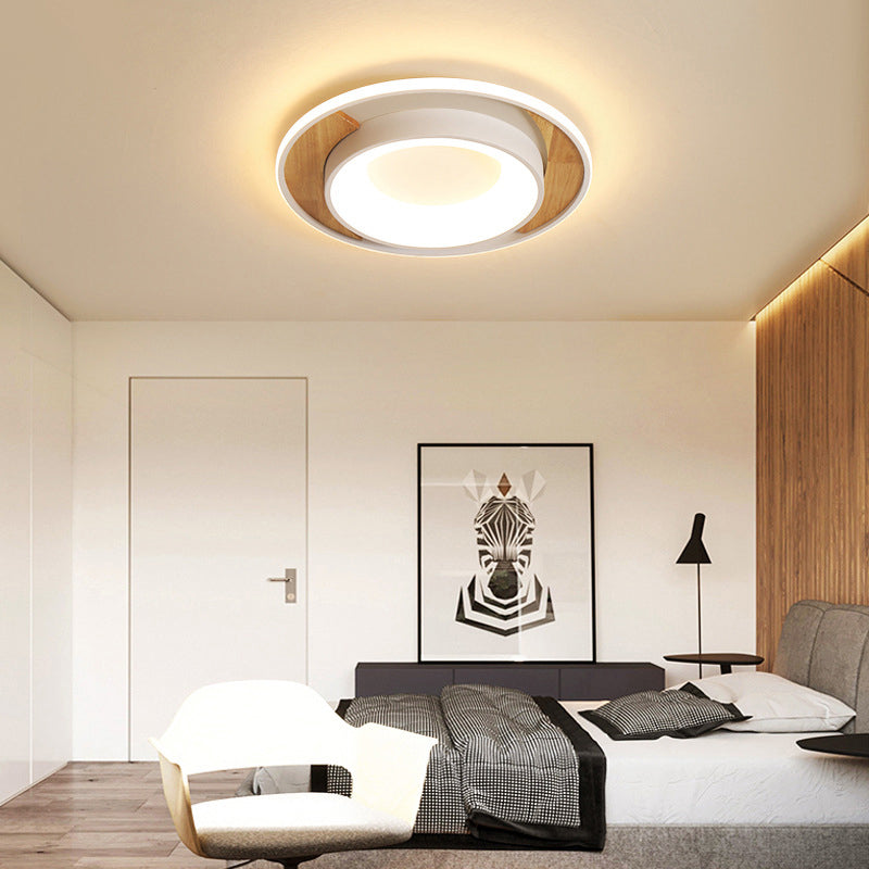 Modern White Acrylic Led Ceiling Light For Bedroom - 16/19.5 Wide Round Flush Mount