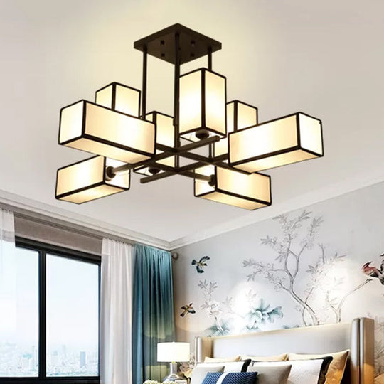 Classic Semi Flush Mount Ceiling Lighting - Rectangle Shape with 8/10/12 Lights - Black/Brass Finish