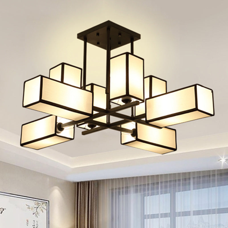 Classic Semi Flush Mount Ceiling Lighting - Rectangle Shape with 8/10/12 Lights - Black/Brass Finish