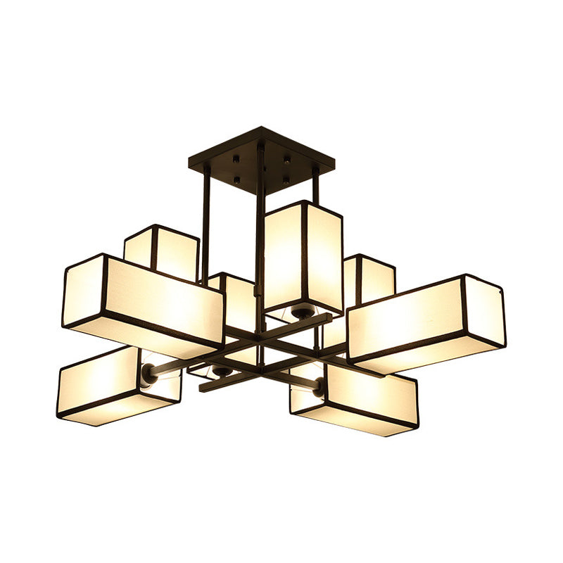 Classic Semi Flush Mount Ceiling Lighting - Rectangle Shape with 8/10/12 Lights - Black/Brass Finish