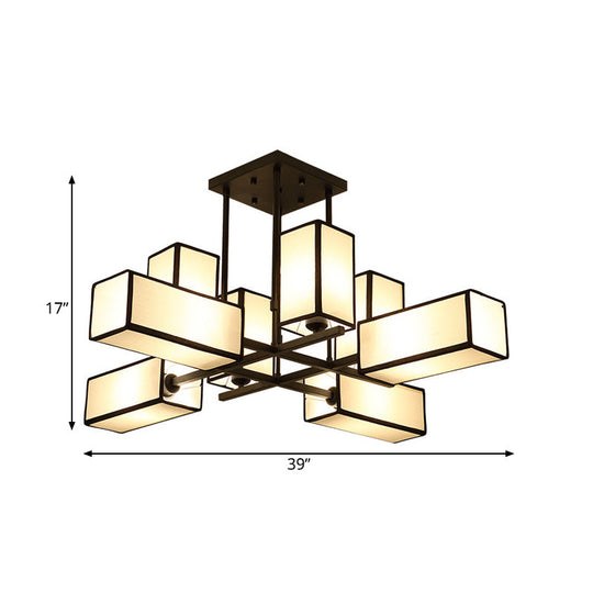 Classic Semi Flush Mount Ceiling Lighting - Rectangle Shape with 8/10/12 Lights - Black/Brass Finish