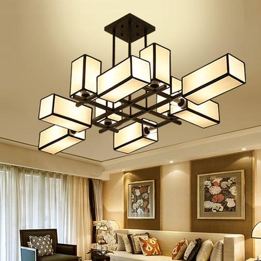 Classic Semi Flush Mount Ceiling Lighting - Rectangle Shape with 8/10/12 Lights - Black/Brass Finish