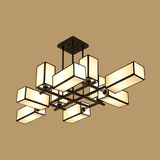 Classic Semi Flush Mount Ceiling Lighting - Rectangle Shape with 8/10/12 Lights - Black/Brass Finish