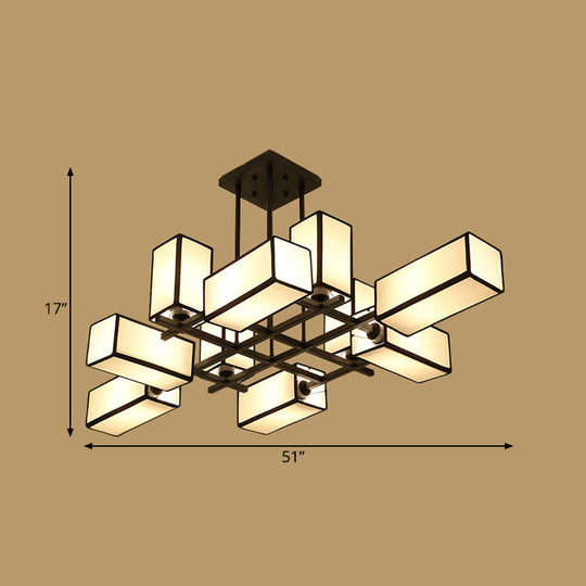 Classic Semi Flush Mount Ceiling Lighting - Rectangle Shape with 8/10/12 Lights - Black/Brass Finish