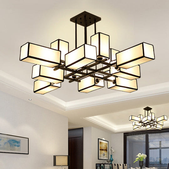 Classic Semi Flush Mount Ceiling Lighting - Rectangle Shape with 8/10/12 Lights - Black/Brass Finish