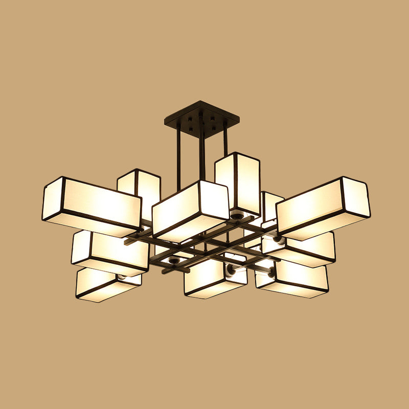 Classic Semi Flush Mount Ceiling Lighting - Rectangle Shape with 8/10/12 Lights - Black/Brass Finish